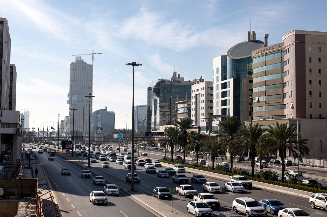 Vehicles travel along a highway past commercial buildings in Riyadh, Saudi Arabia, on Thursday, Jan. 19, 2023. Mostly shut off to foreign visitors for years, Crown Prince and de facto ruler Mohammed bin Salman has unveiled an ambitious push to use tourism as a way to help diversify the oil-dependent economy. Photographer: Jeremy Suyker/Bloomberg